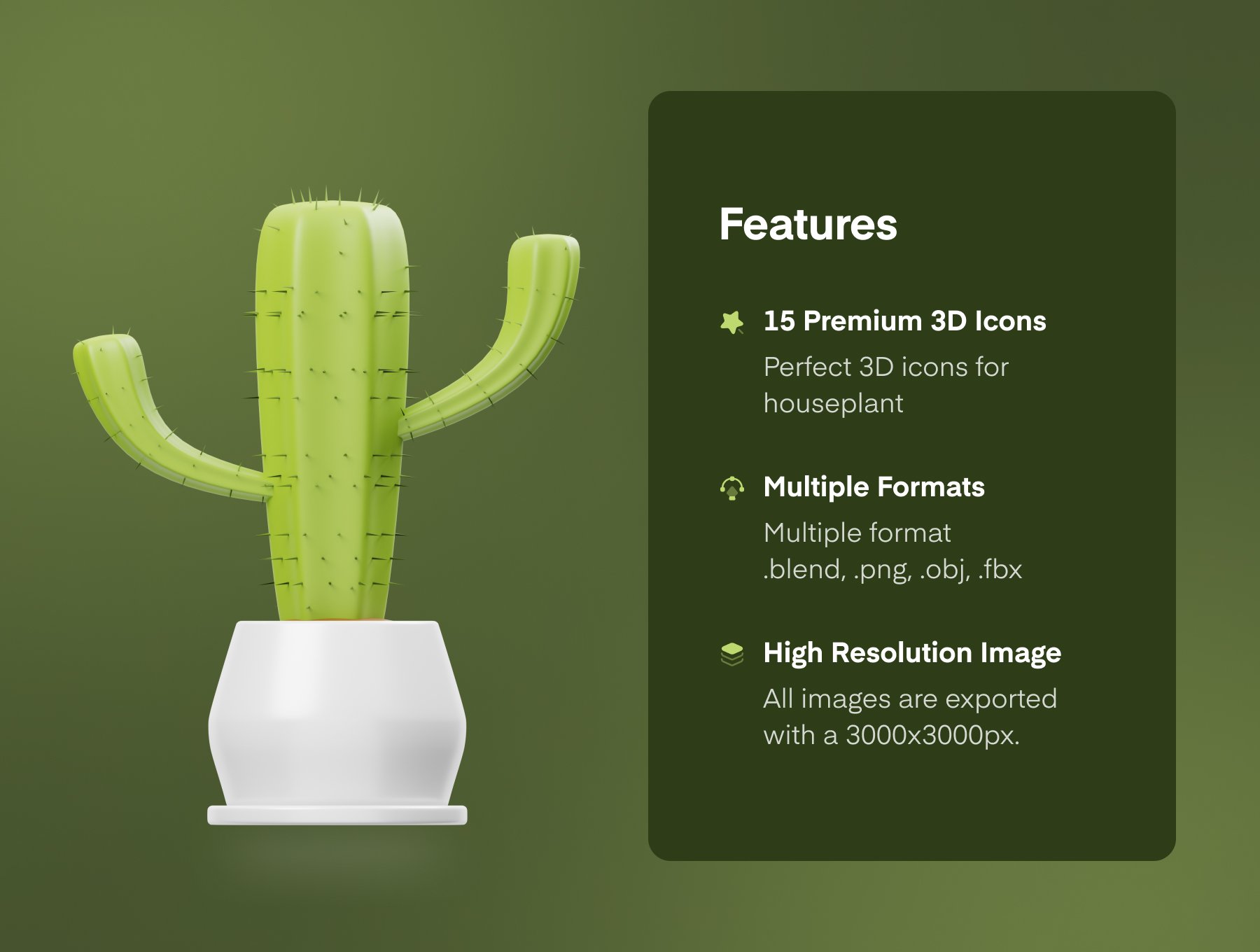 室内植物3D图标 Houseplants 3D Icon blender格式-3D/图标-到位啦UI